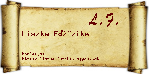 Liszka Füzike névjegykártya